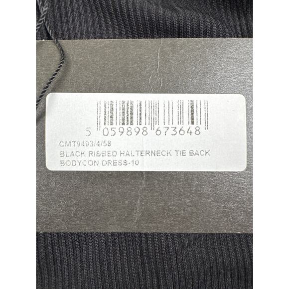 Pretty Little Thing Black Ribbed Halterneck Tie Back Bodycon Dress Size 10 NWT - Picture 9 of 9